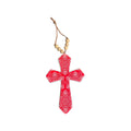 Indigenous Red Ceramic Hanging Cross Small 14.5cm x 9.5cm nz