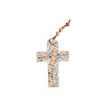 Square Corner Petite Floral Ceramic Hanging Cross Small 12cm x 8.5cm nz