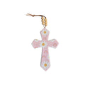 Pink Daisy Ceramic Hanging Cross Small 14.5cm x 9.5cm nz