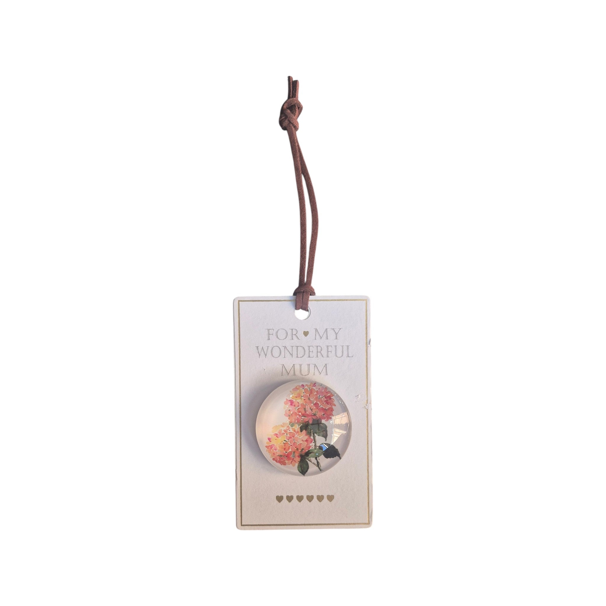 For My Wonderful Mum Pink Hydrangea Single Glass Dome Magnet nz