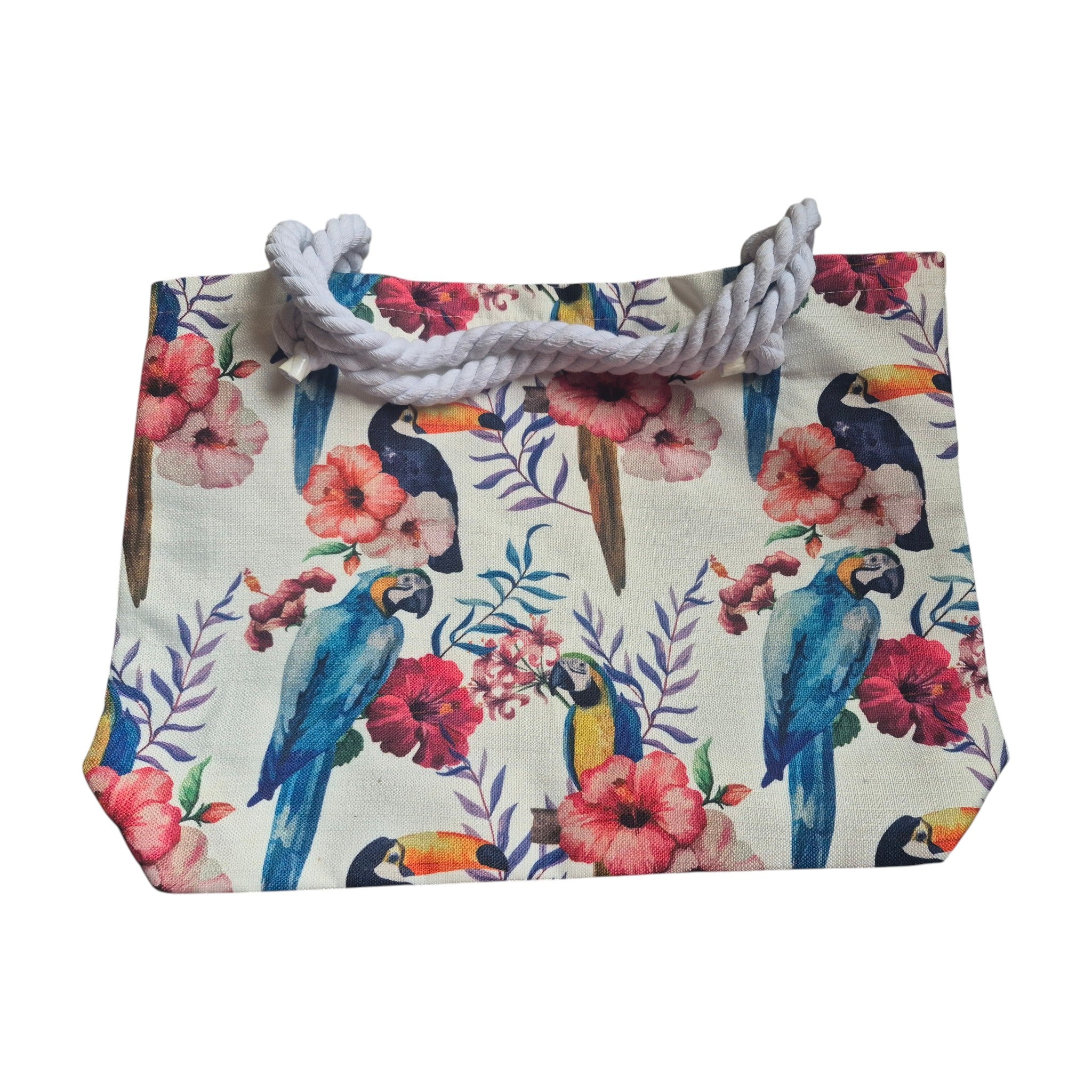Floral Parrot Canvas Tote Bag 43cm x 31cm nz