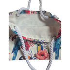 Floral Parrot Canvas Tote Bag 43cm x 31cm nz