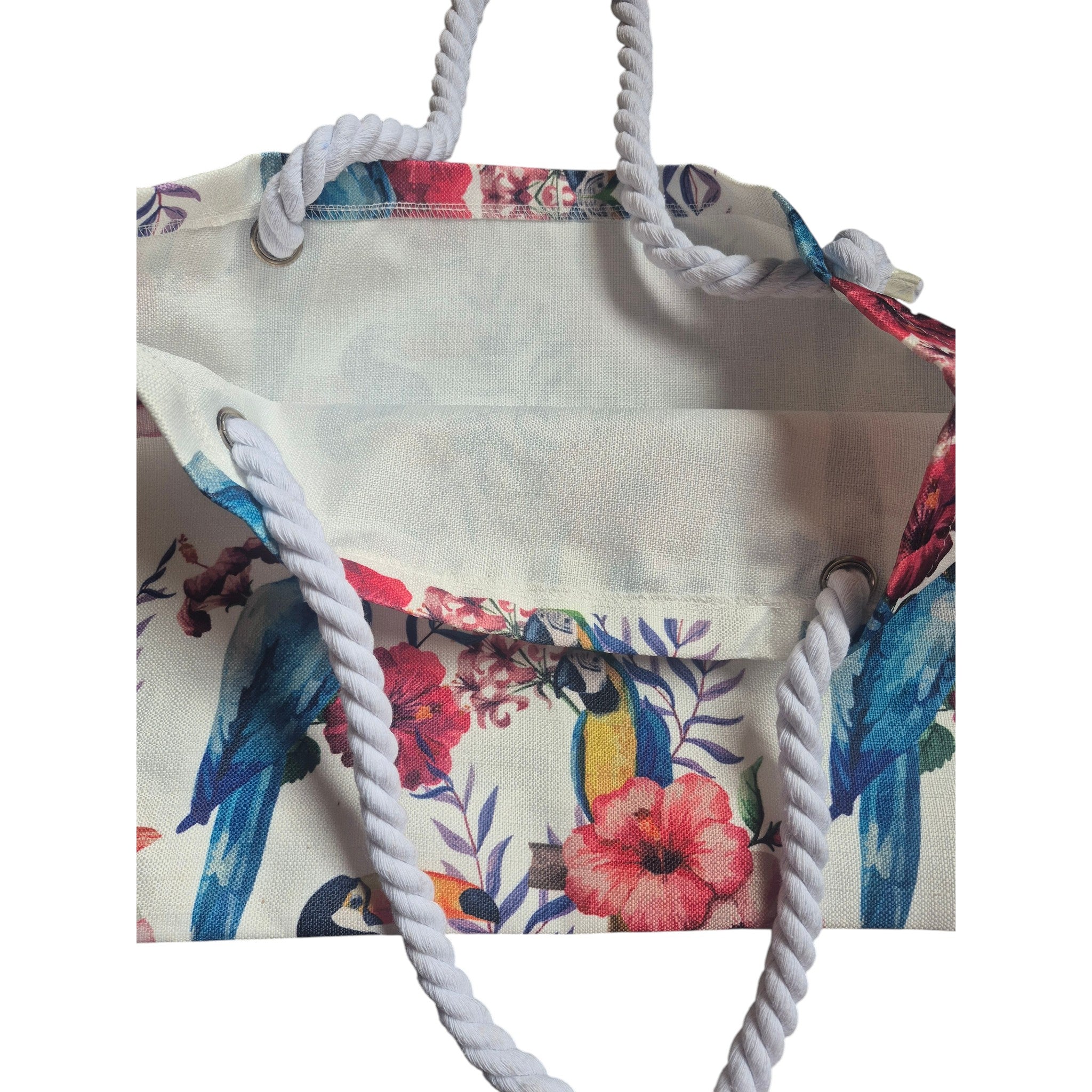 Floral Parrot Canvas Tote Bag 43cm x 31cm nz