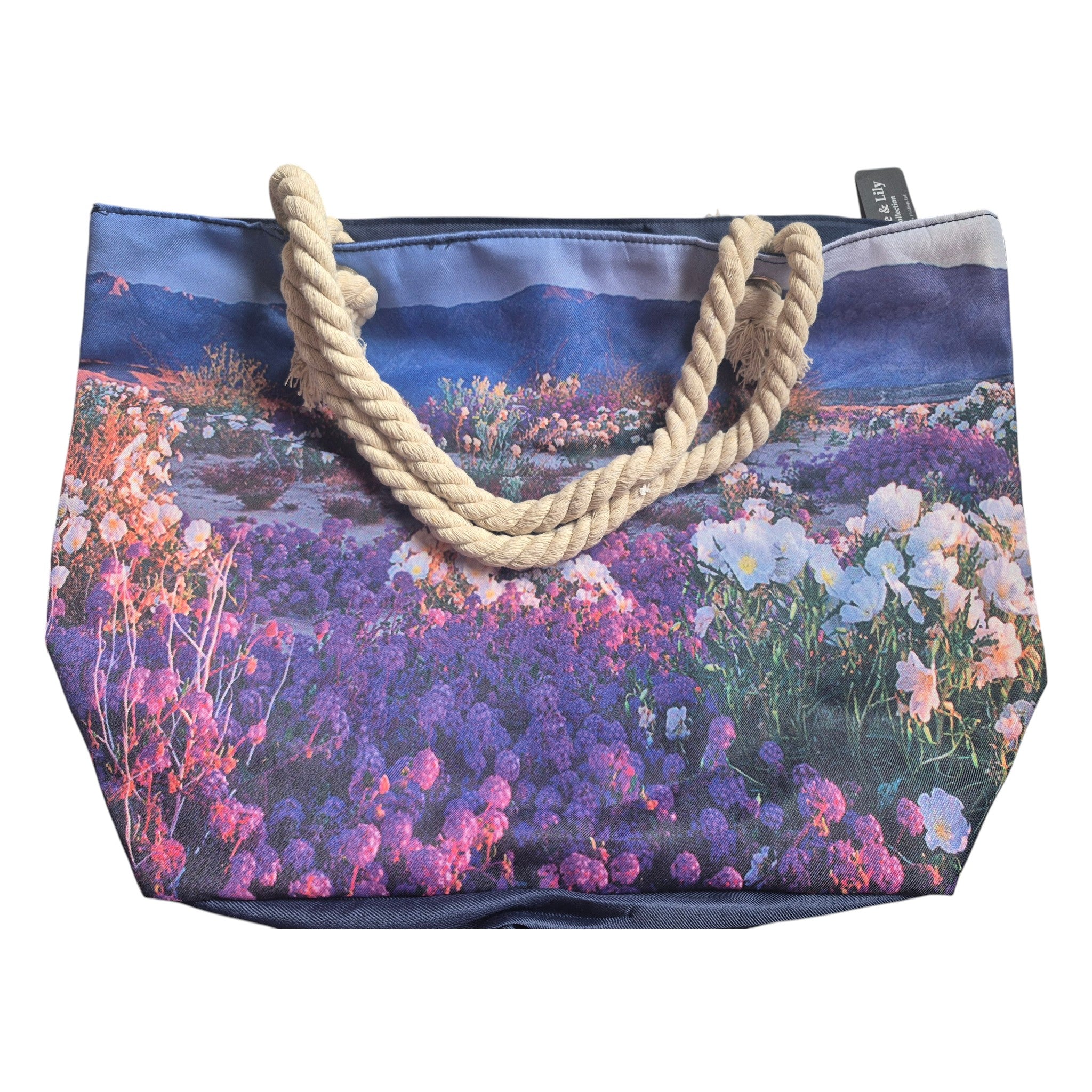 Floral Mountain Zip Canvas Tote Bag 50cm x 35cm nz