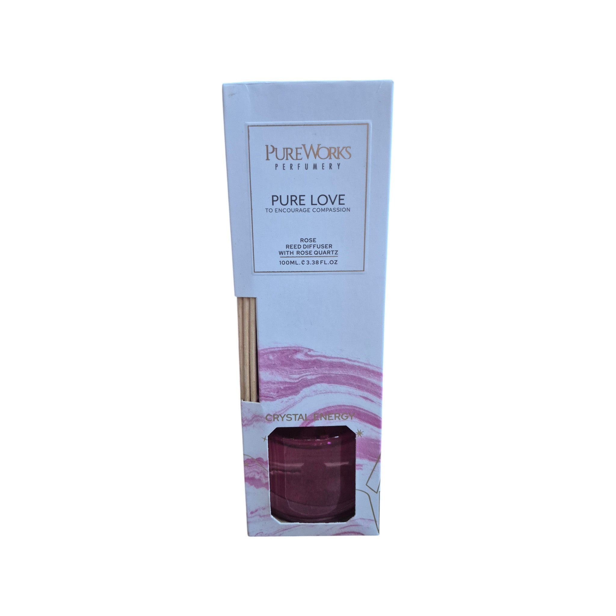 PureWorks Perfumery Pure Love Rose Reed Diffuser with Rose Quartz 100ml nz