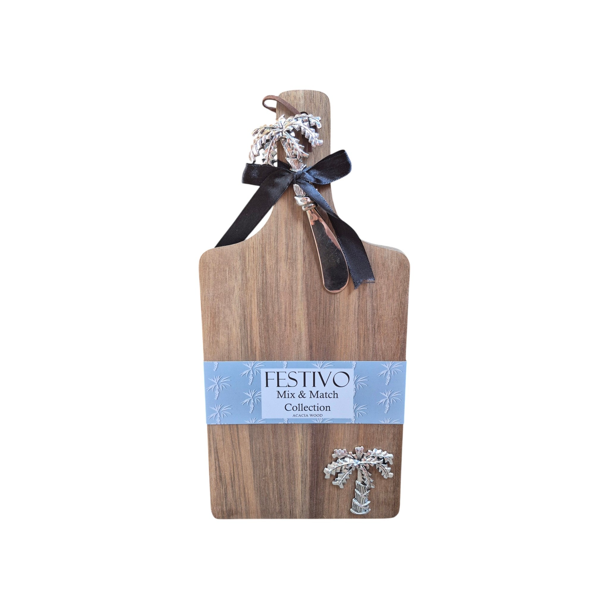 Palm Tree Lavida Festivo Acacia Wood Cheese Board with Knife nz