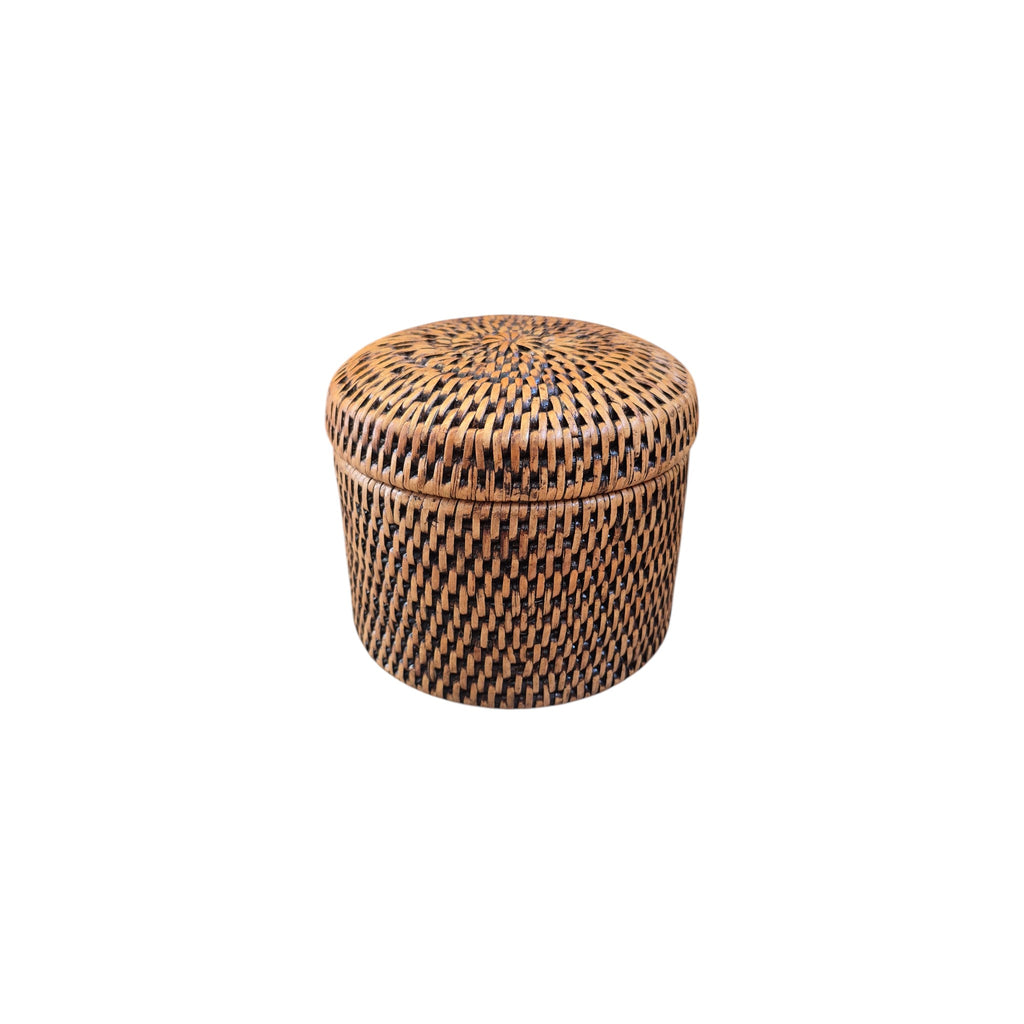 Le Monde Round Rattan Container with Plastic Inner 10cm x 11.5cm nz