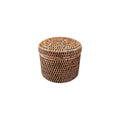 Le Monde Round Rattan Container with Plastic Inner 10cm x 11.5cm nz