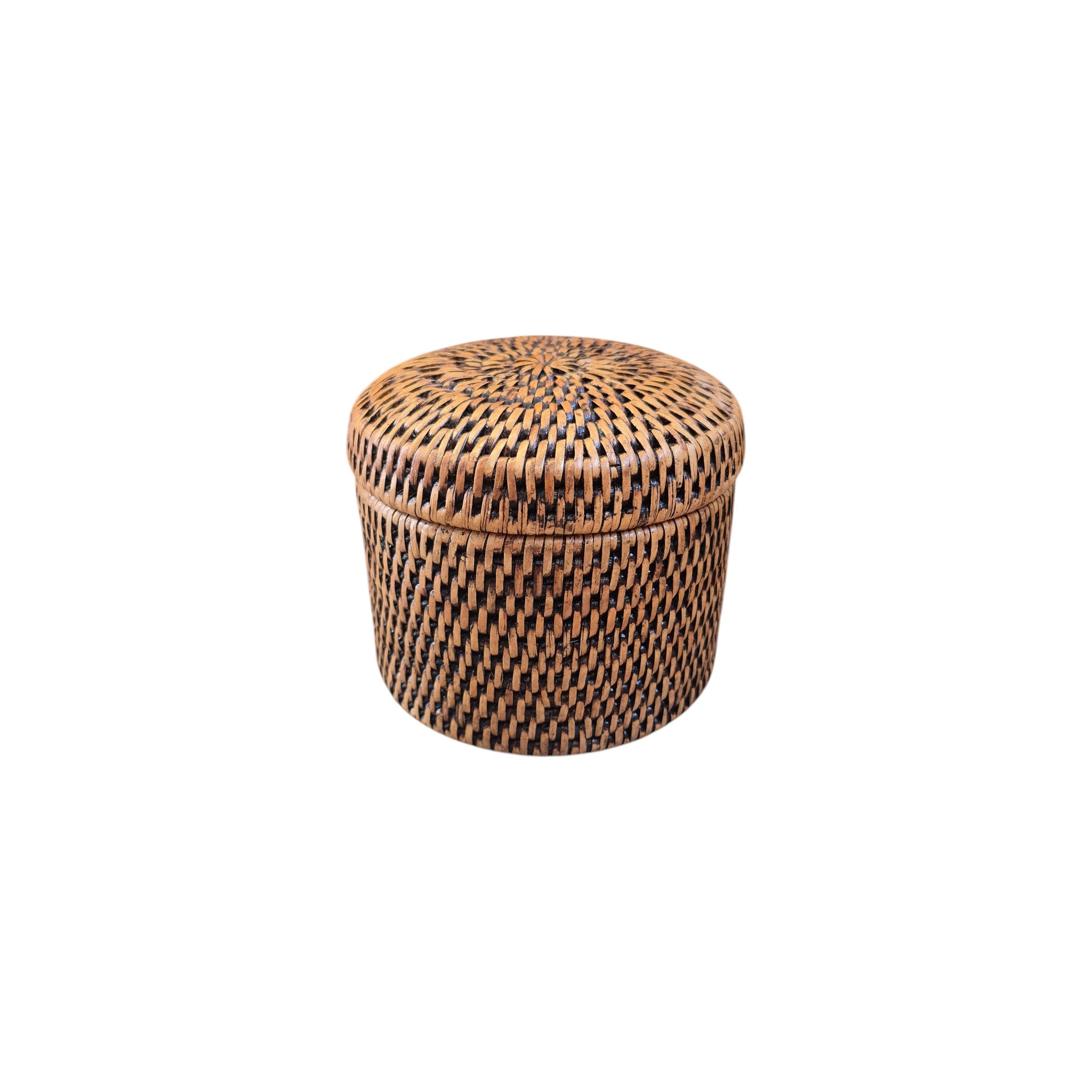 Le Monde Round Rattan Container with Plastic Inner 10cm x 11.5cm nz