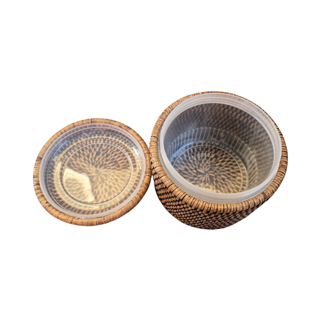 Le Monde Round Rattan Container with Plastic Inner 10cm x 11.5cm nz