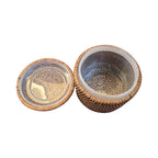 Le Monde Round Rattan Container with Plastic Inner 10cm x 11.5cm nz