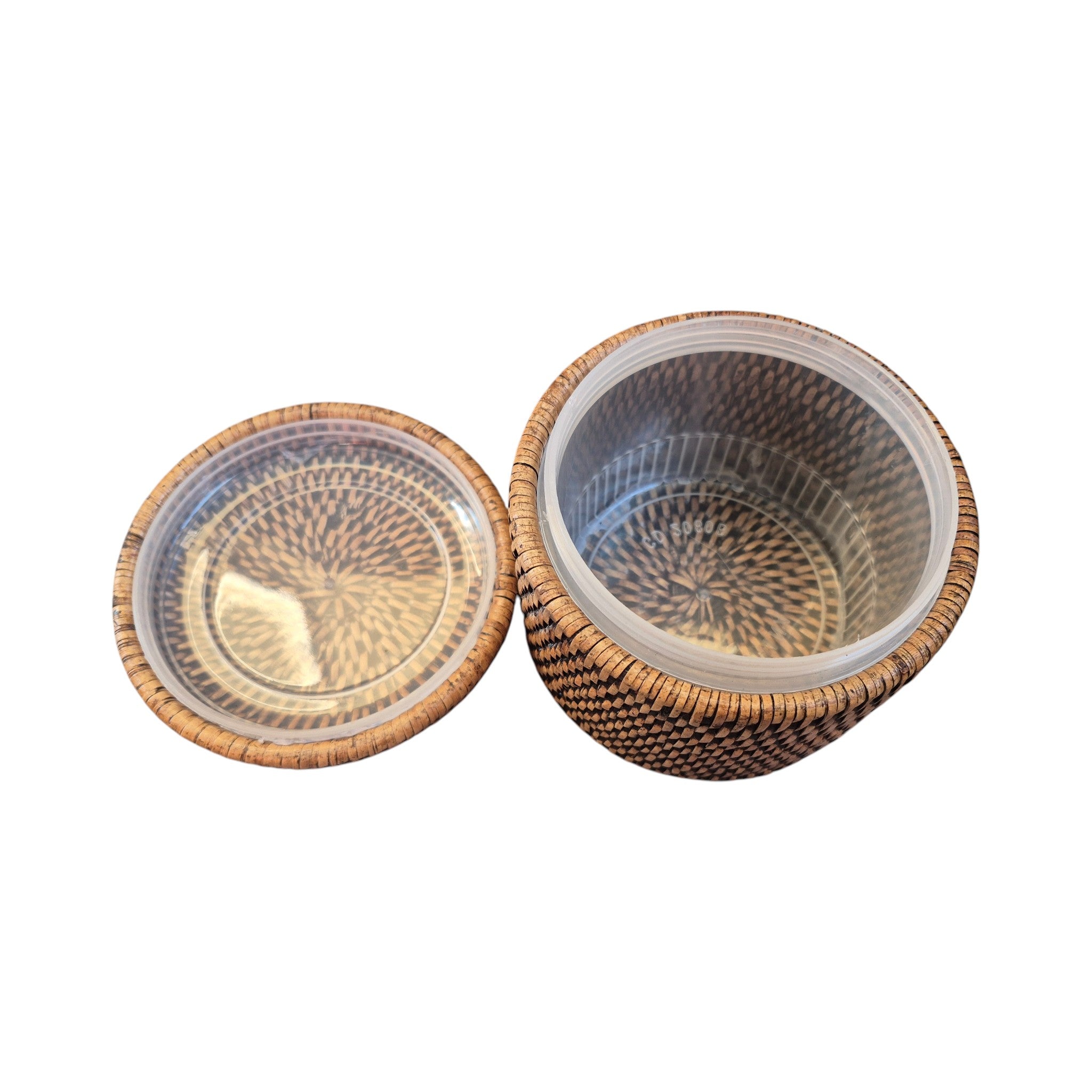 Le Monde Round Rattan Container with Plastic Inner 10cm x 11.5cm nz