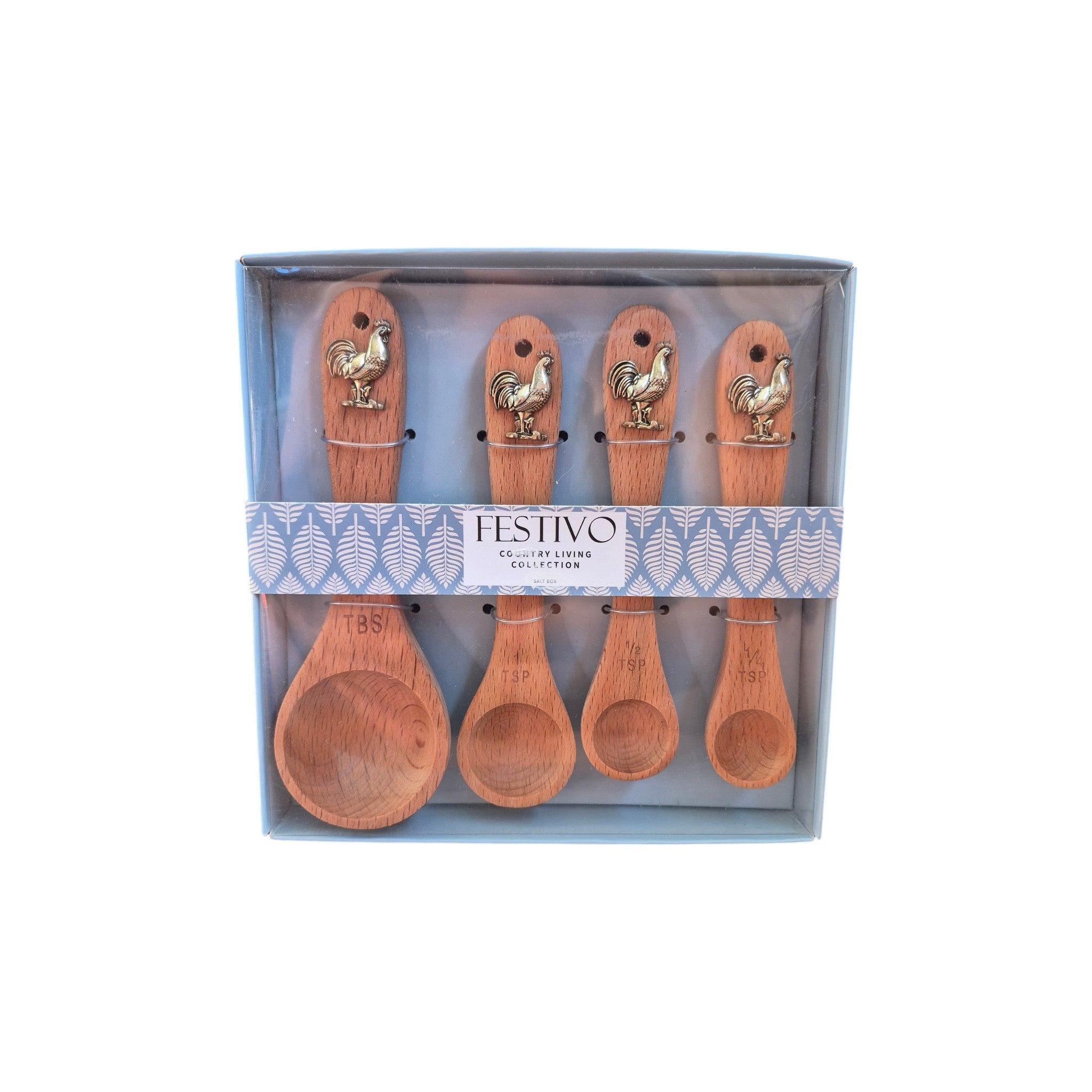 Rooster LaVida Festivo Acacia Wood Measuring Spoons Set of 4 nz