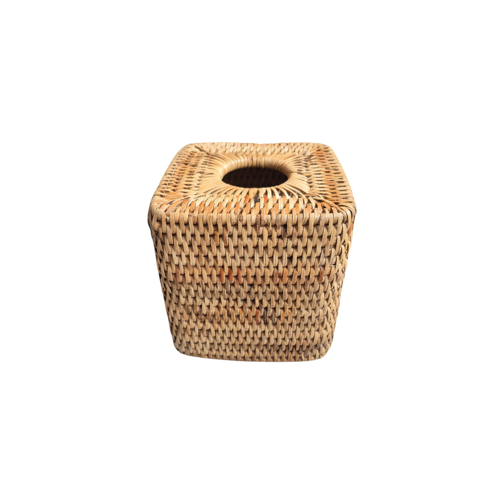 Natural Rattan Tissue Box Cover | 14cm x 14cm nz