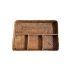 Rattan Tea Bag & Accessories Holder | 4-Compartment Organiser 34cm x 24cm nz