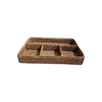 Rattan Tea Bag & Accessories Holder | 4-Compartment Organiser 34cm x 24cm nz