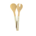 Bamboo Shell Inlay Salad Servers | Artisan Serving Set white nz