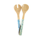 Bamboo Shell Inlay Salad Servers | Artisan Serving Set blue nz