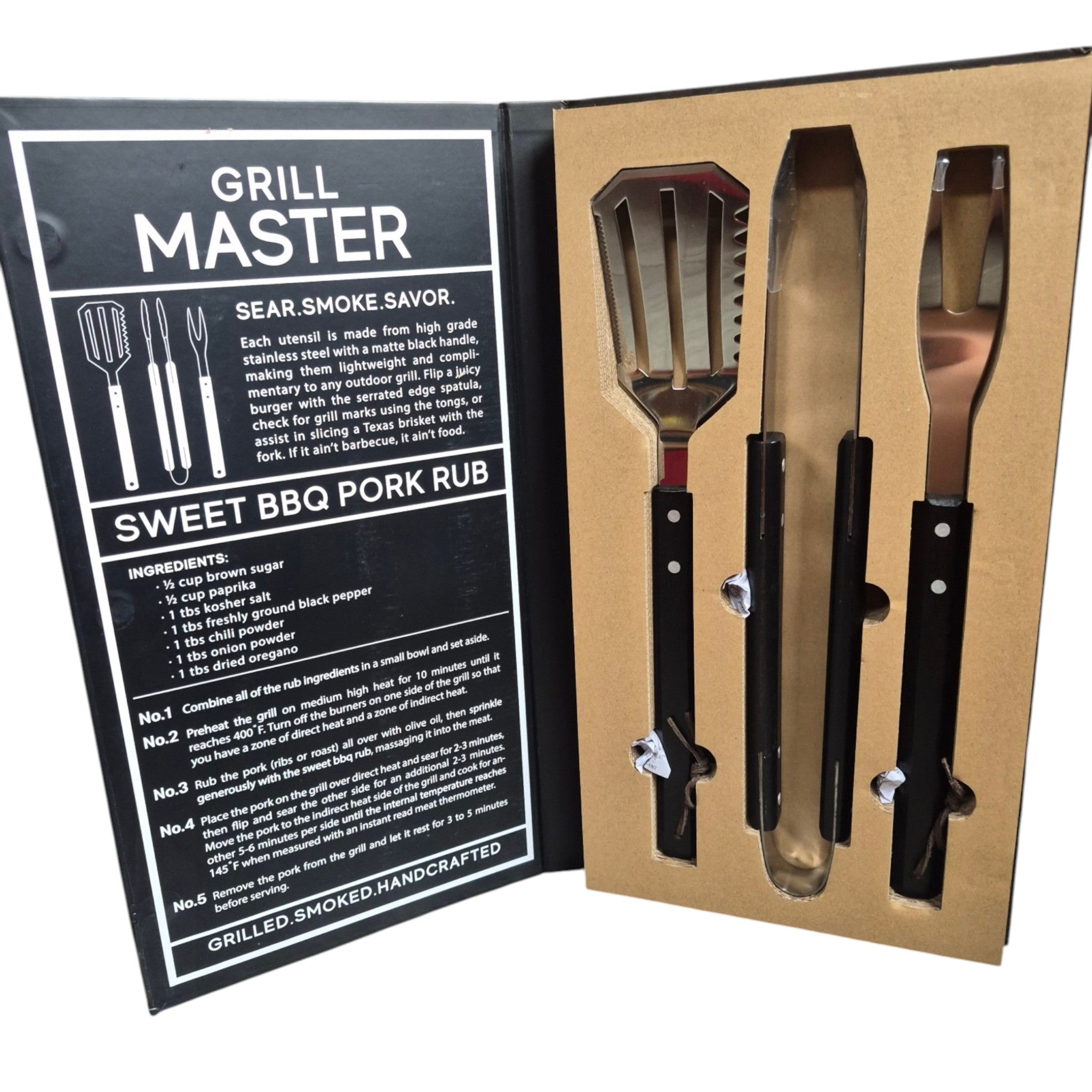 Grill Master Stainless Steel BBQ Tools Gift Set | 3-Piece Grilling Kit nz