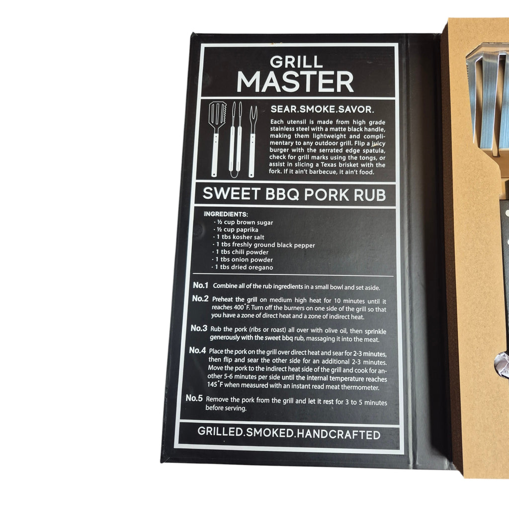 Grill Master Stainless Steel BBQ Tools Gift Set | 3-Piece Grilling Kit nz