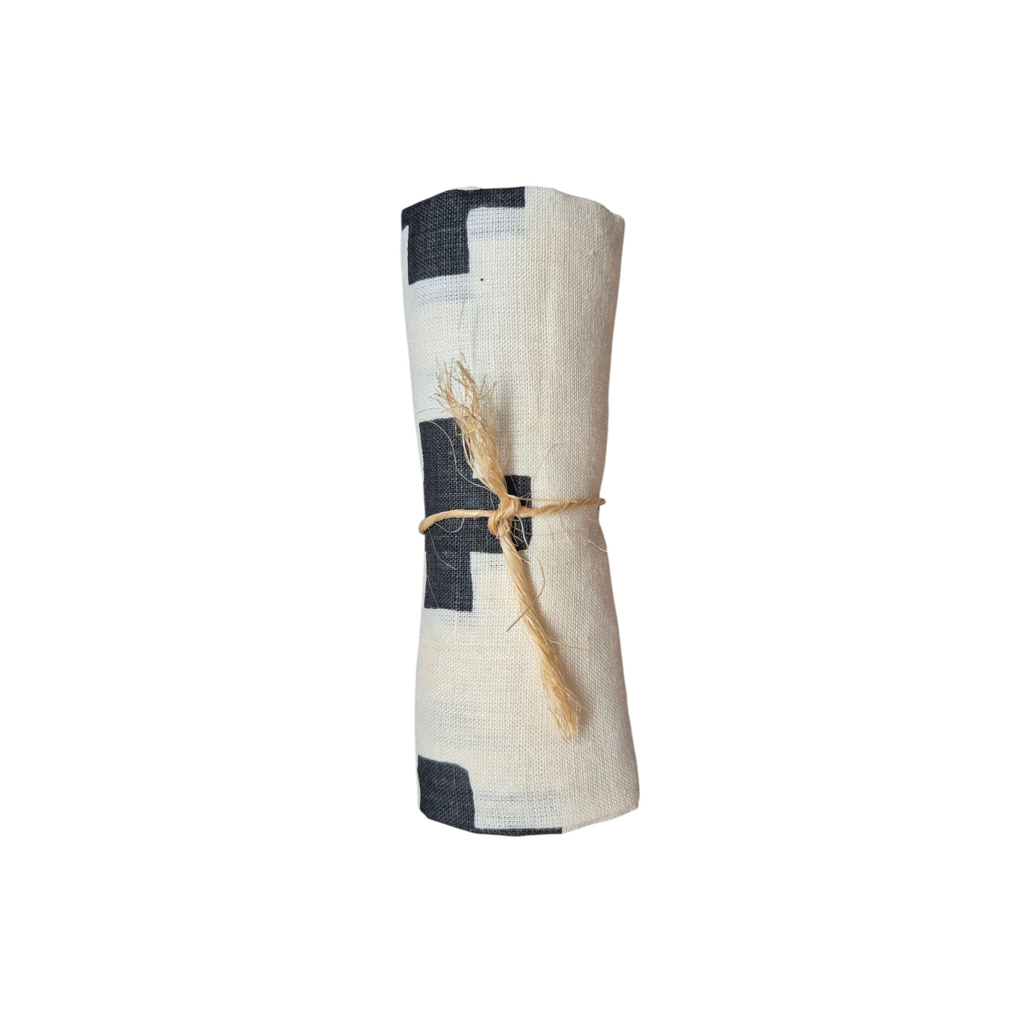 100% Linen Tea Towel | Geometric Cross Print nz