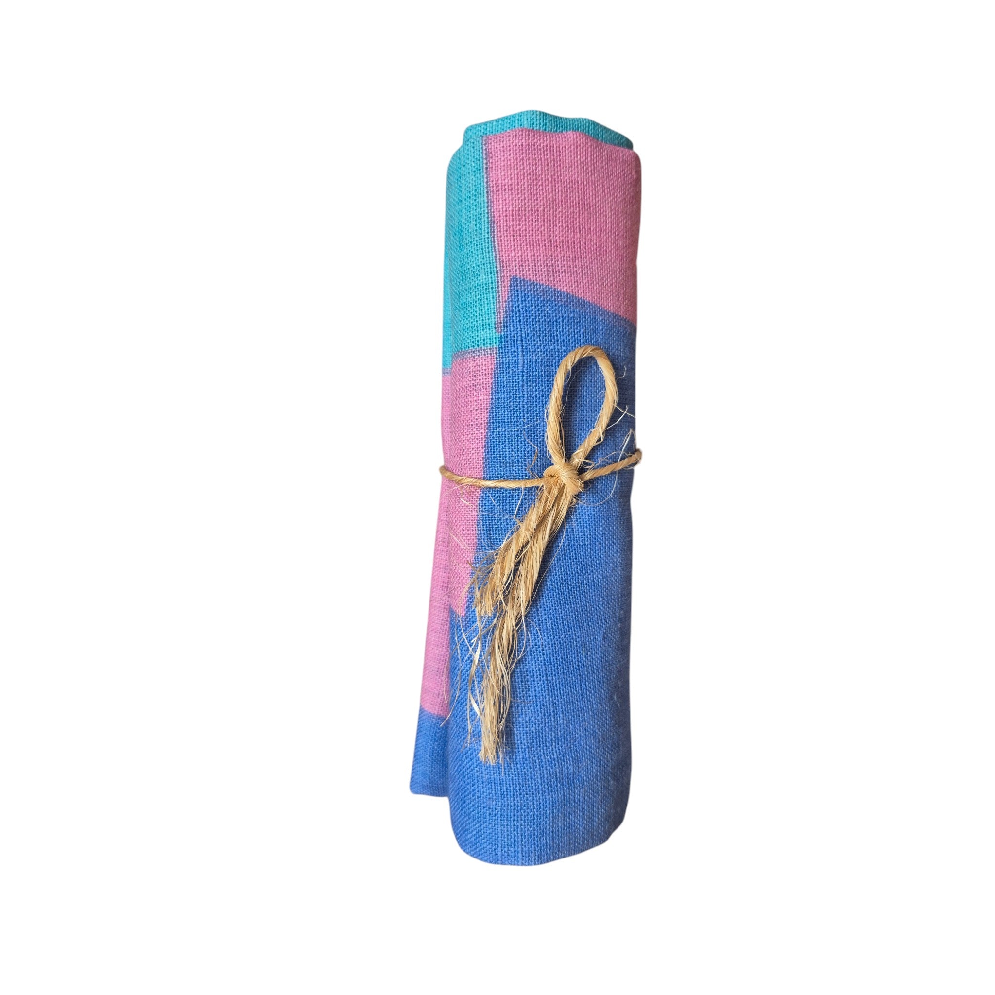 100% Linen Tea Towel | Geometric Cross Print nz