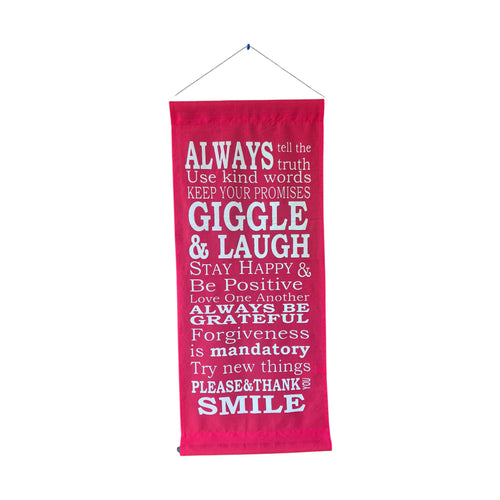 'Always Tell the Truth, Use Kind Words...' Inspirational Fabric Scroll | 34cm x 83cm Red nz