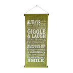 'Always Tell the Truth, Use Kind Words...' Inspirational Fabric Scroll | 34cm x 83cm green nz