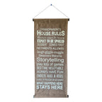 Grandparents House Rules Fabric Scroll | 34cm x 83cm Brown nz