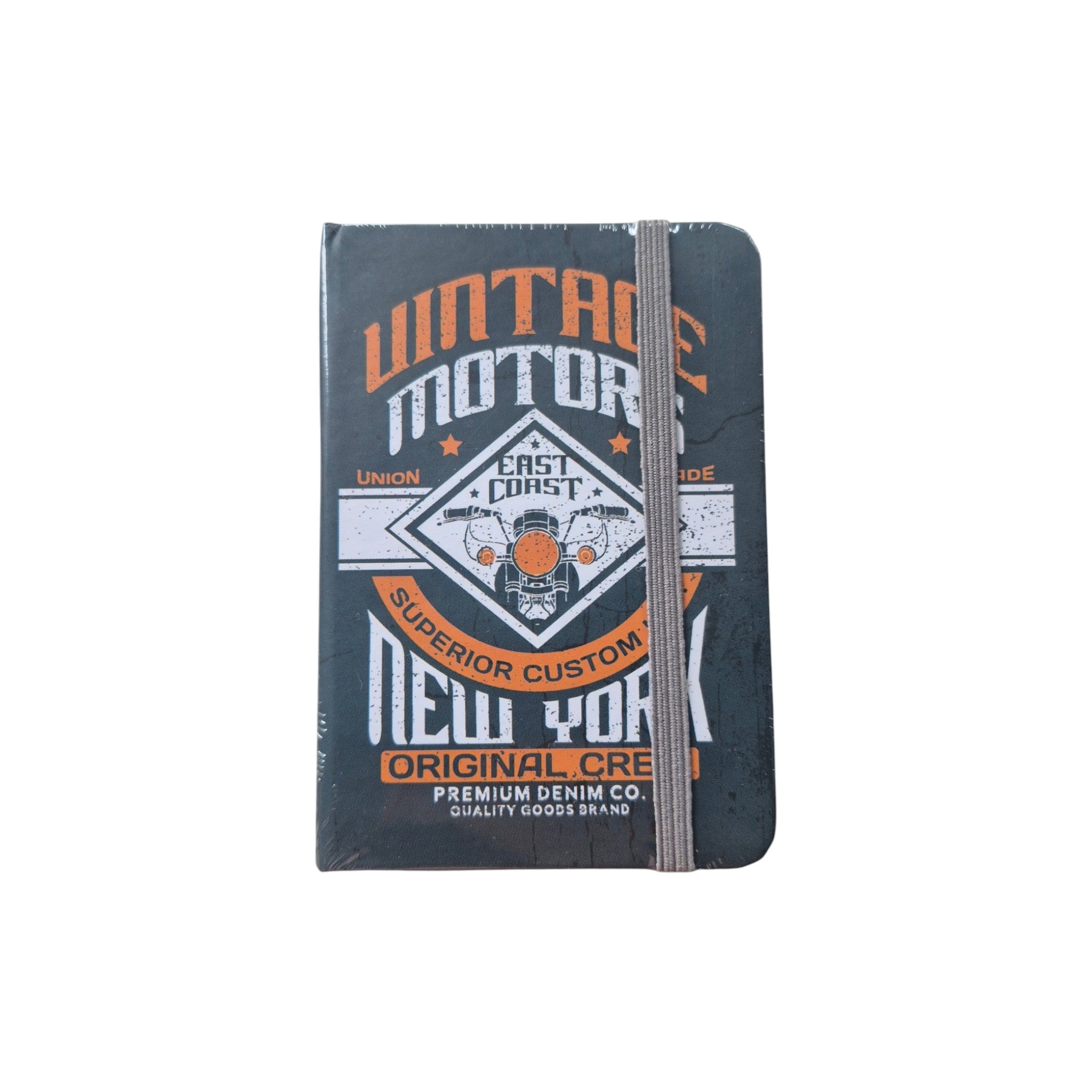 Vintage Motors East Coast New York design with grey elastic 10.5cm x 7cm nz