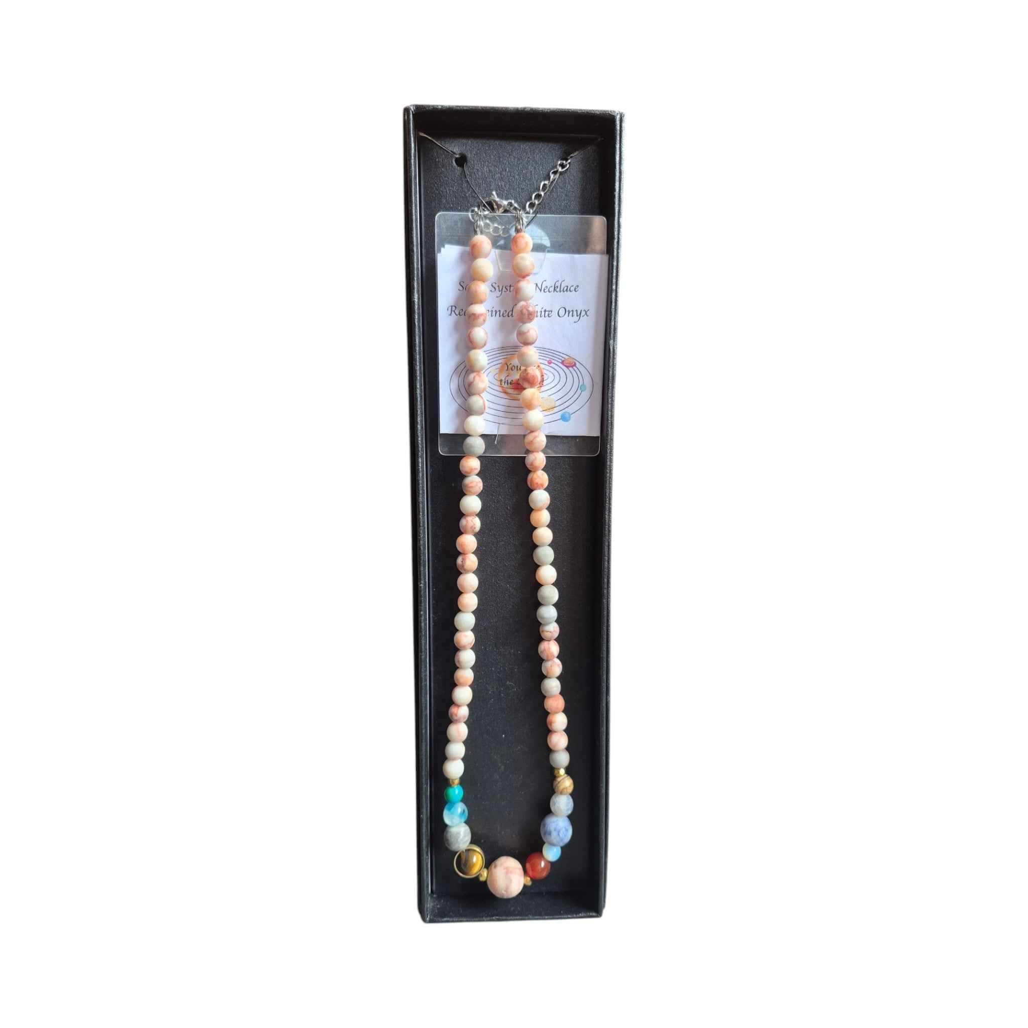 Solar System Necklace - Red Veined White Onyx