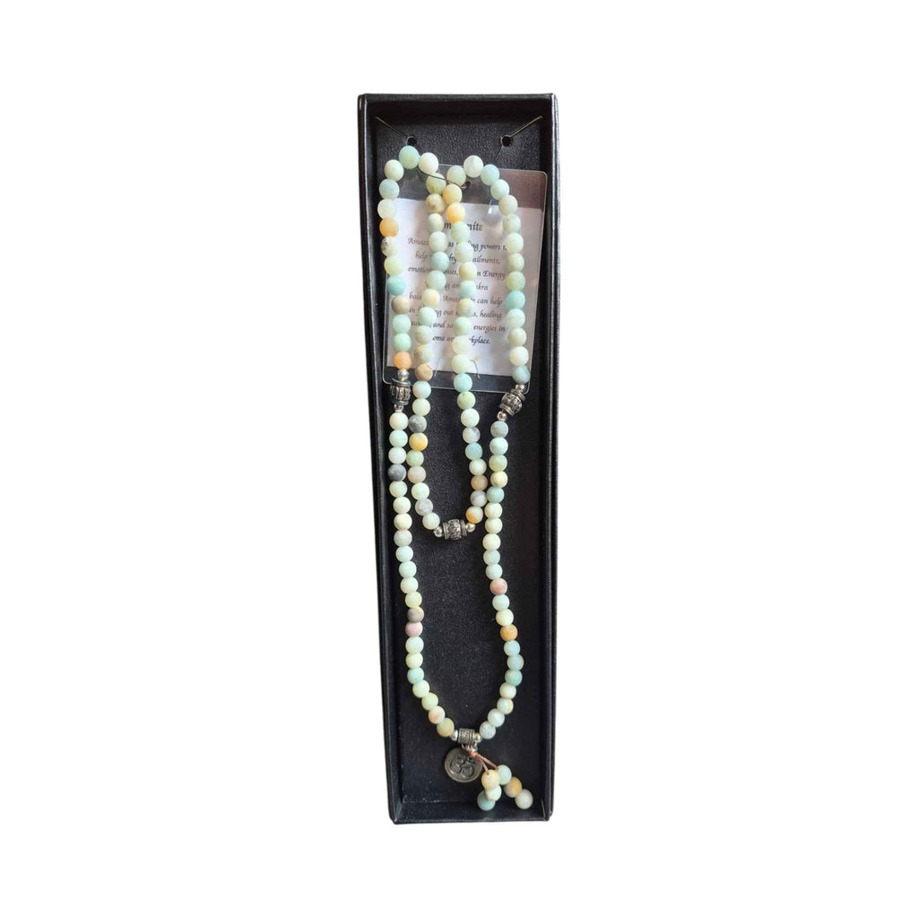 Mala Meditation Bead Necklace - Amazonite - 68cm