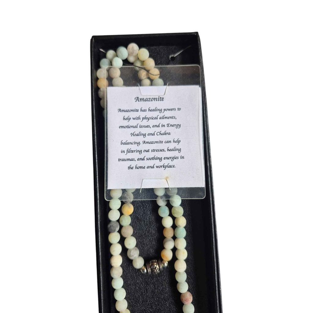 Mala Meditation Bead Necklace - Amazonite - 68cm