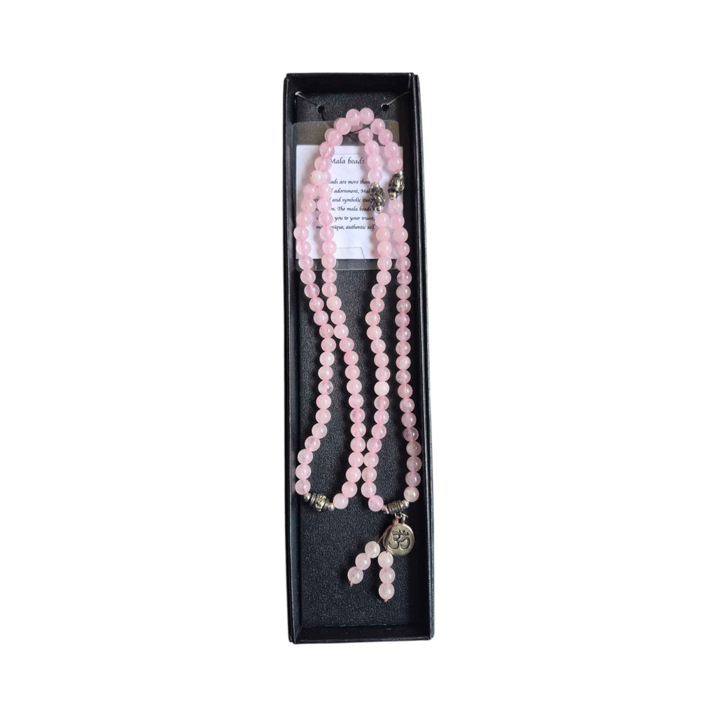 Mala Meditation Bead Necklace - Rose Quartz - 68cm