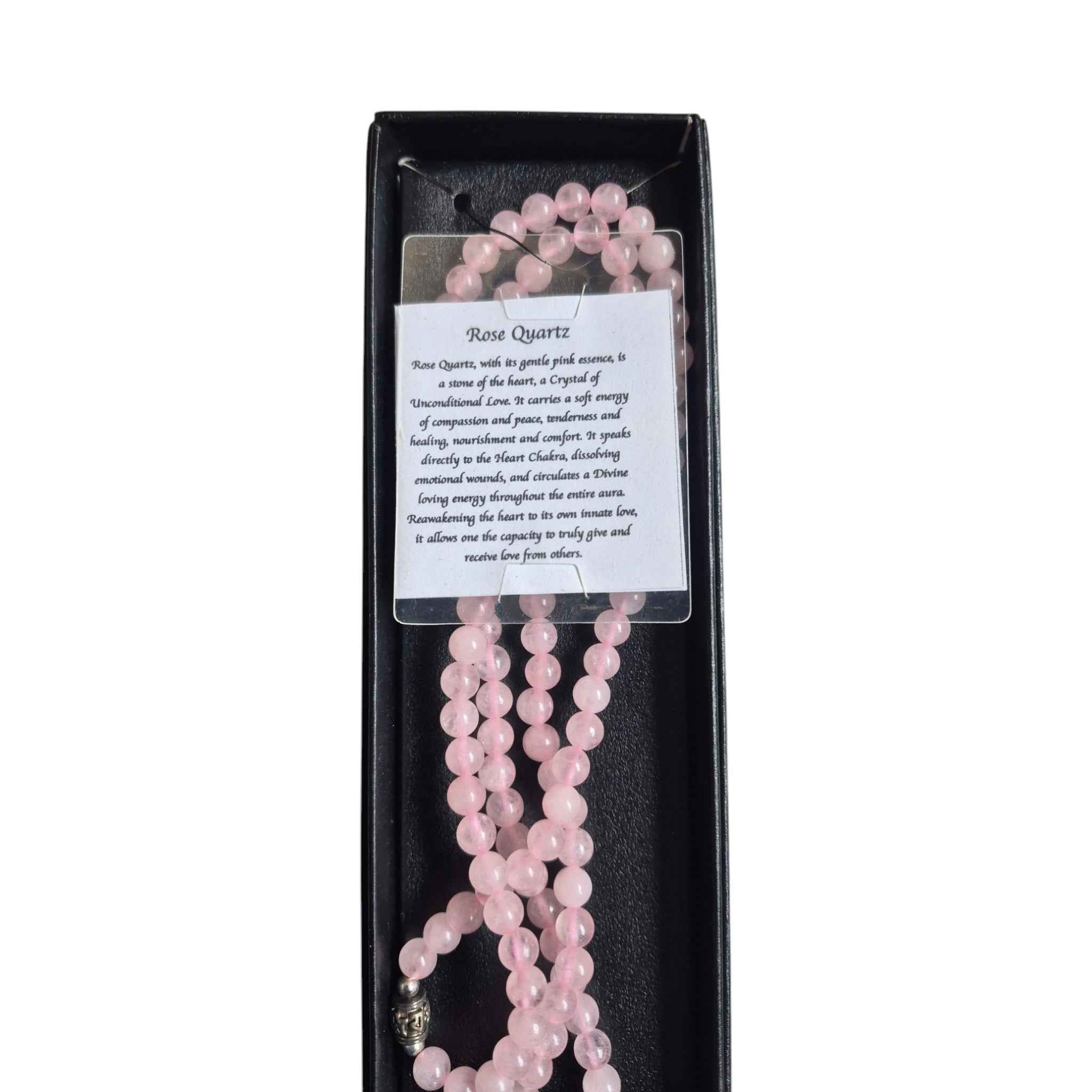Mala Meditation Bead Necklace - Rose Quartz - 68cm