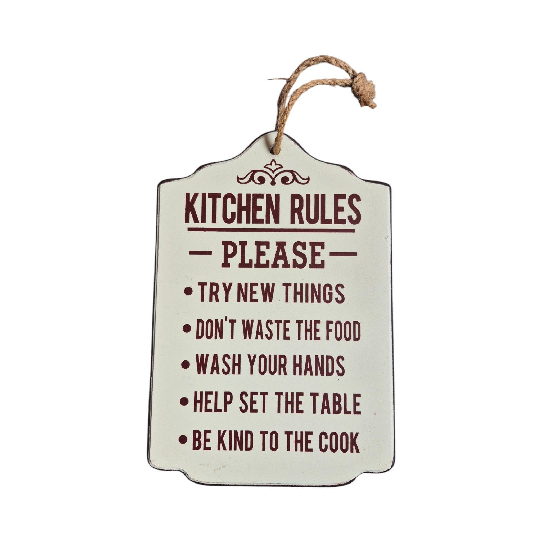 Kitchen Rules Please Hanging Wooden Sign nz Loren Boyd