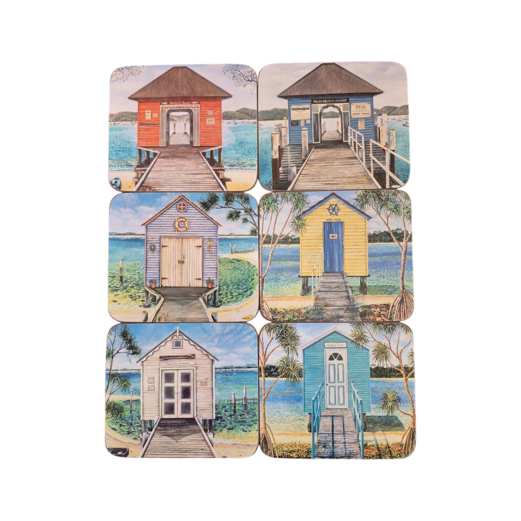 Boathouses 6 Pack Coasters nz Loren Boyd