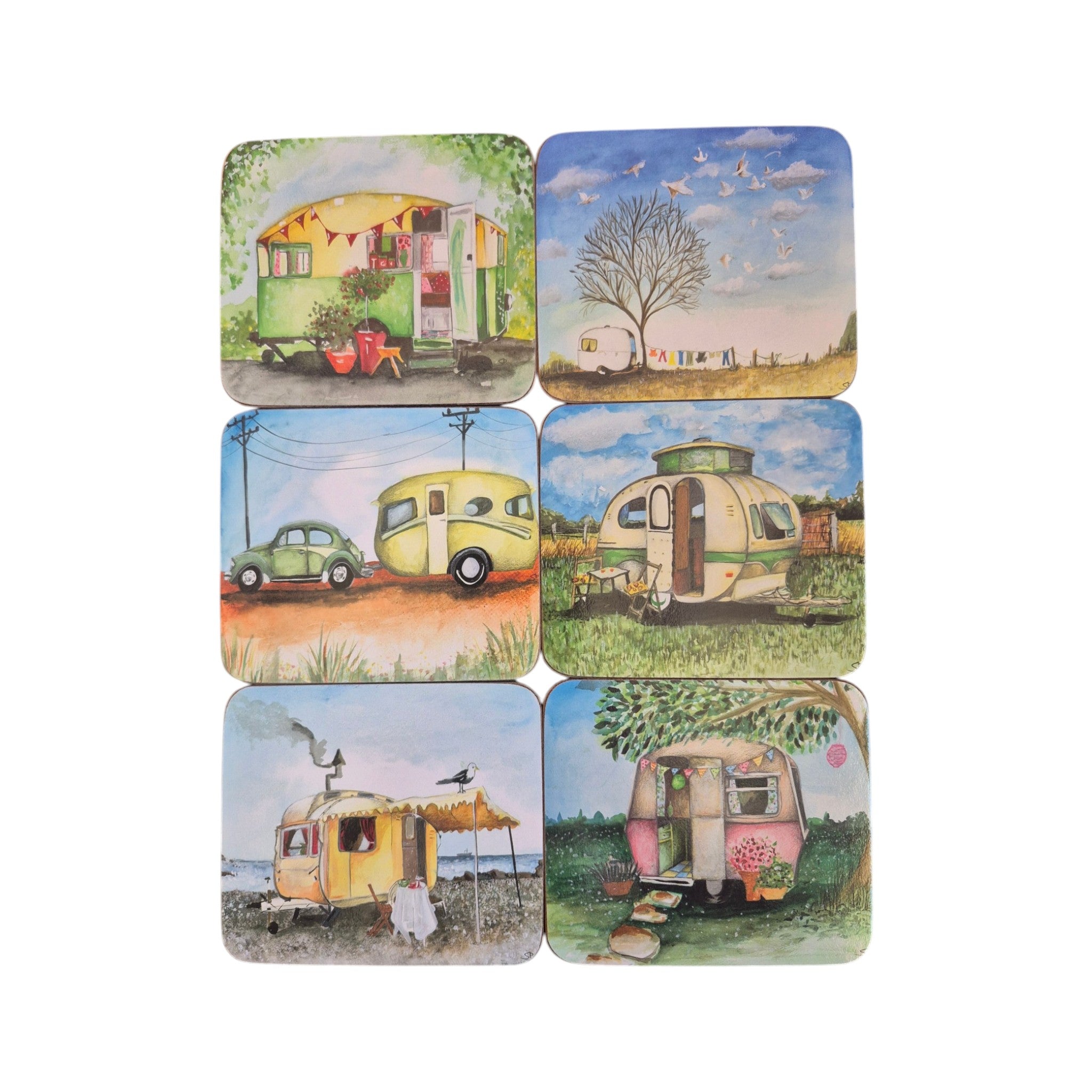 Vintage Caravan 6 Pack Coasters nz Loren Boyd