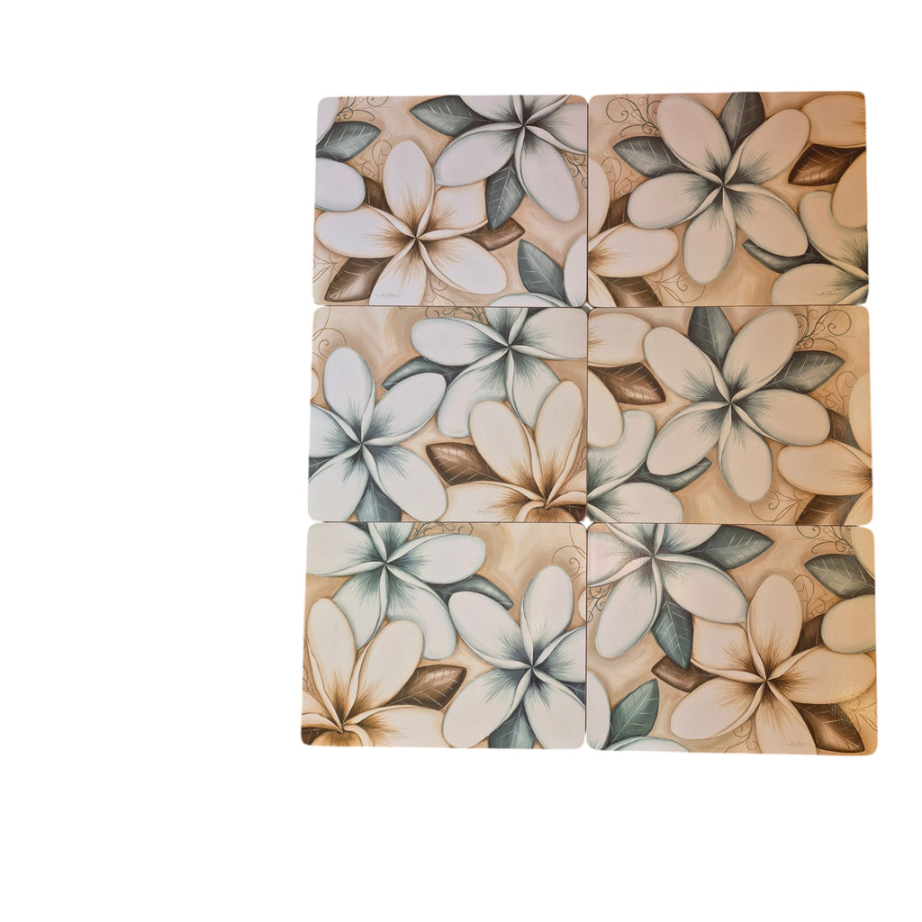 Ocean Frangipani 6 Pack Placemats nz Loren Boyd