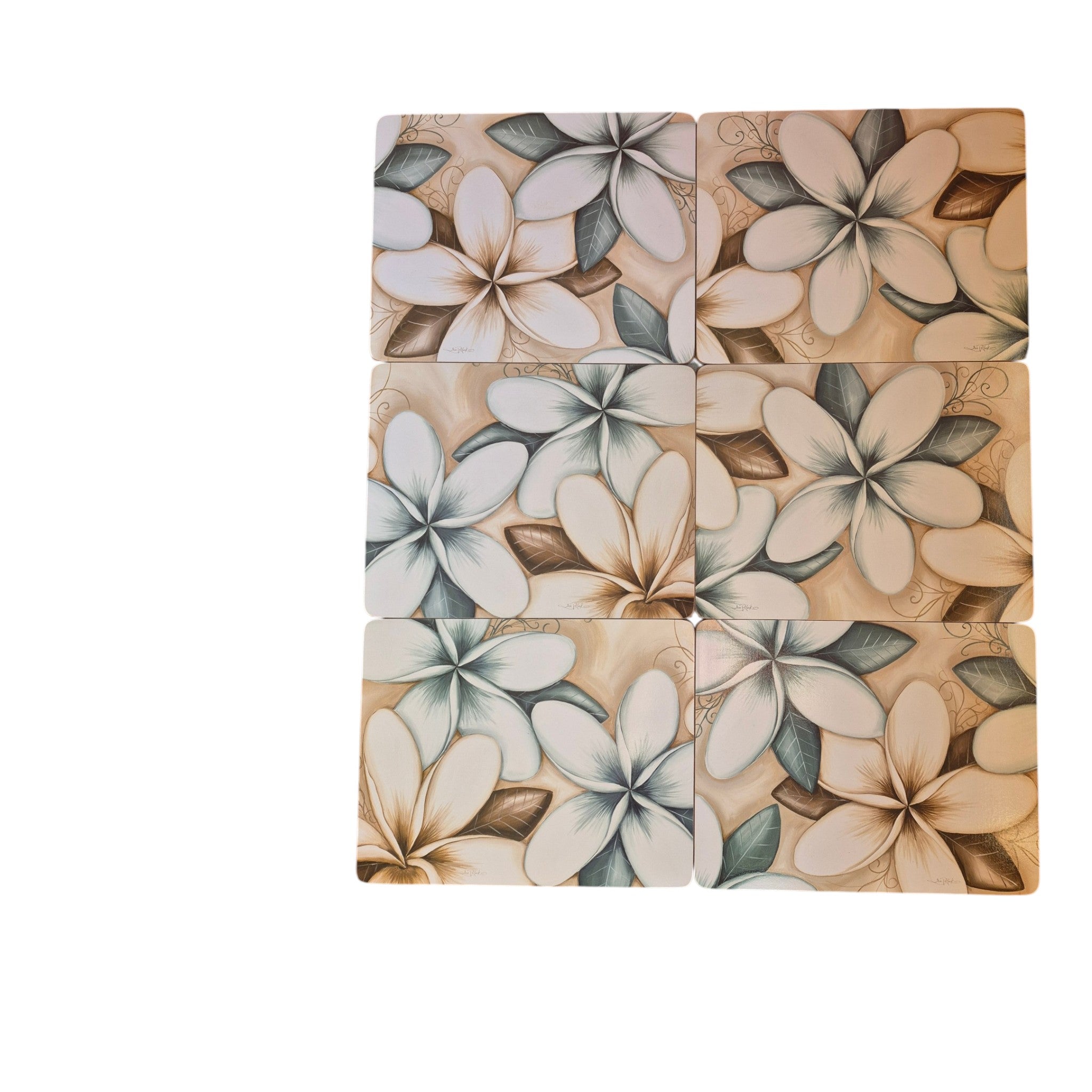 Ocean Frangipani 6 Pack Placemats nz Loren Boyd