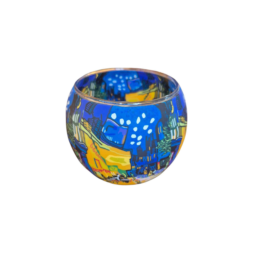 Cafe Terrace at Night Glass Tealight Holder