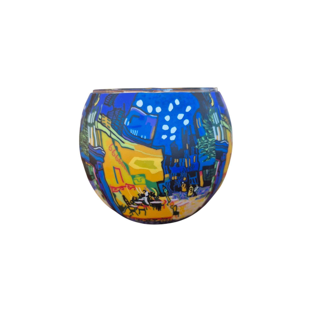 Cafe Terrace at Night Glass Tealight Holder