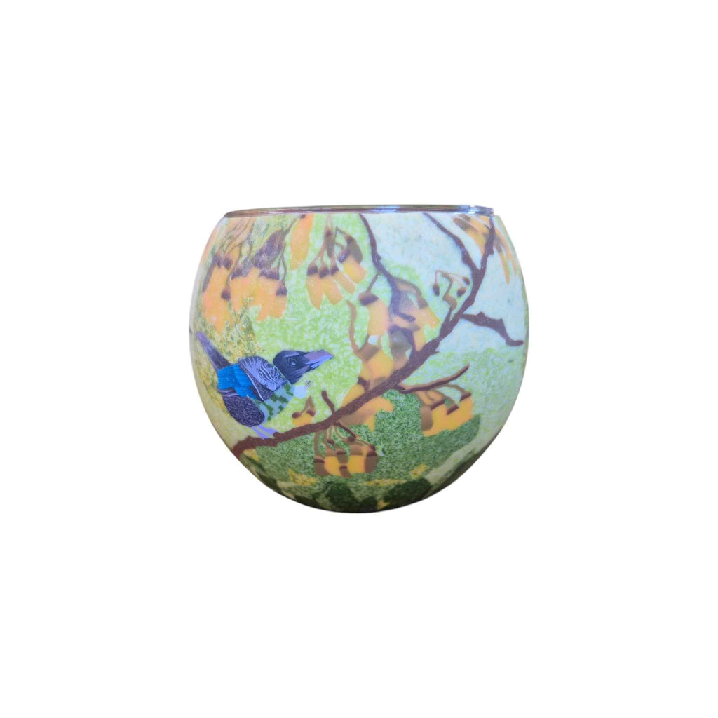 Kowhai Tui Glass Tealight Holder