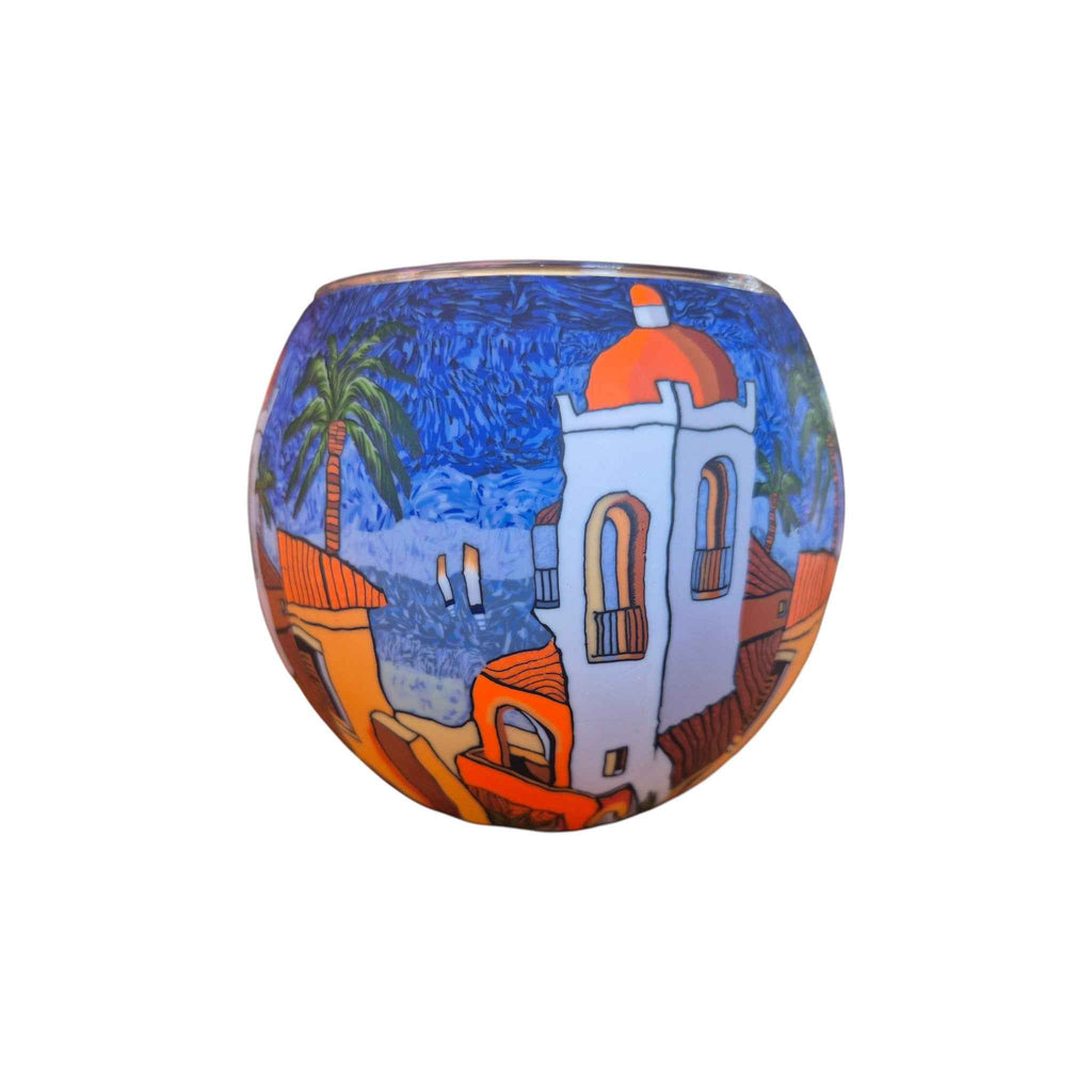 Santorini Sunset, Greece Glass Tealight Holder