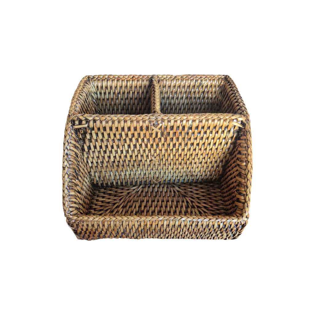 Rattan 3 Section Storage Tray