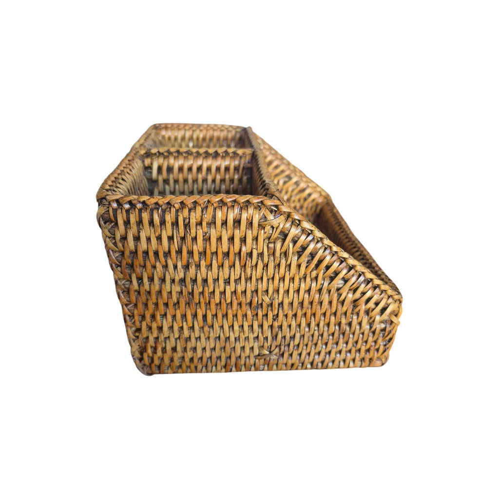 Rattan 3 Section Storage Tray