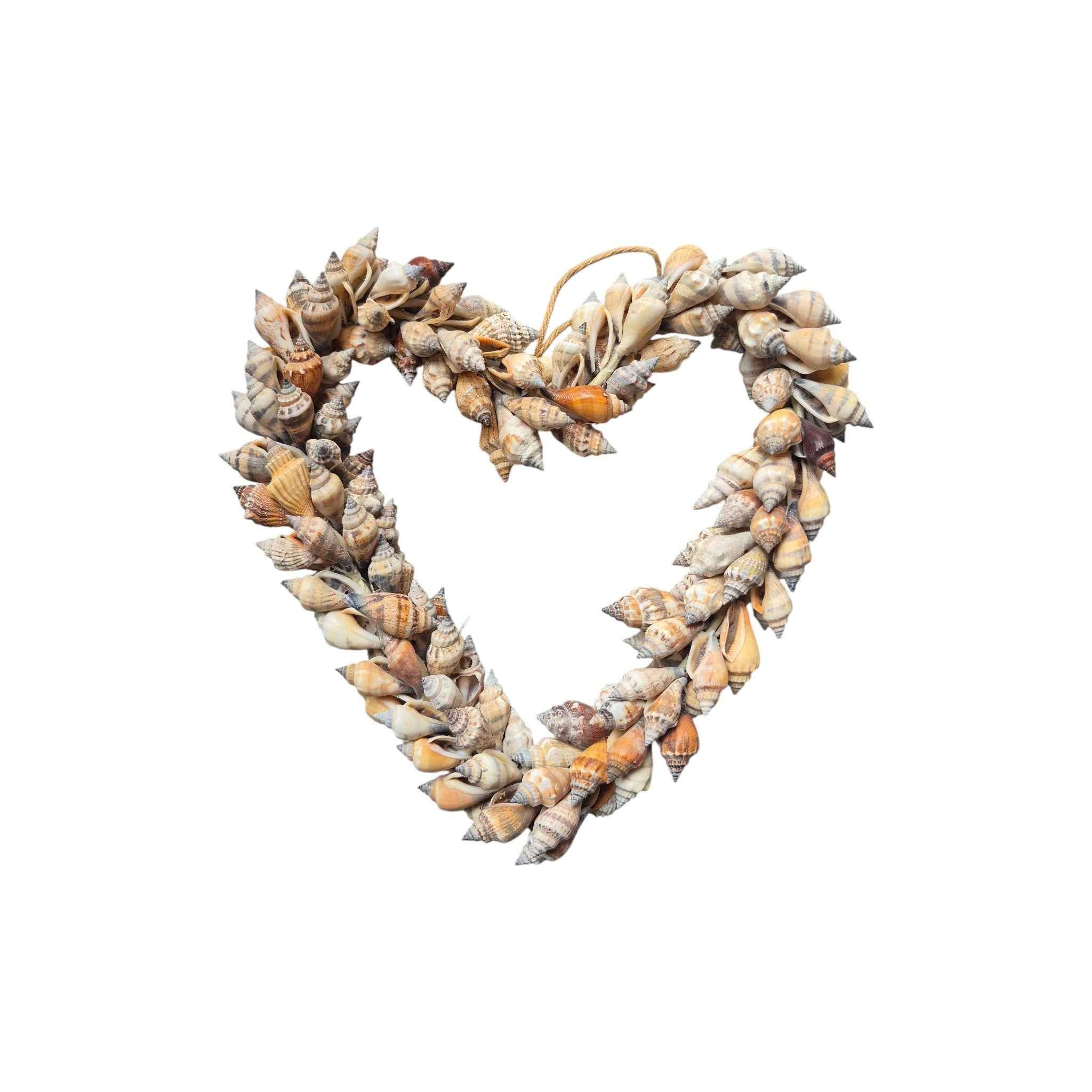 Medium Natural Heart Shell Wreath 20cm
