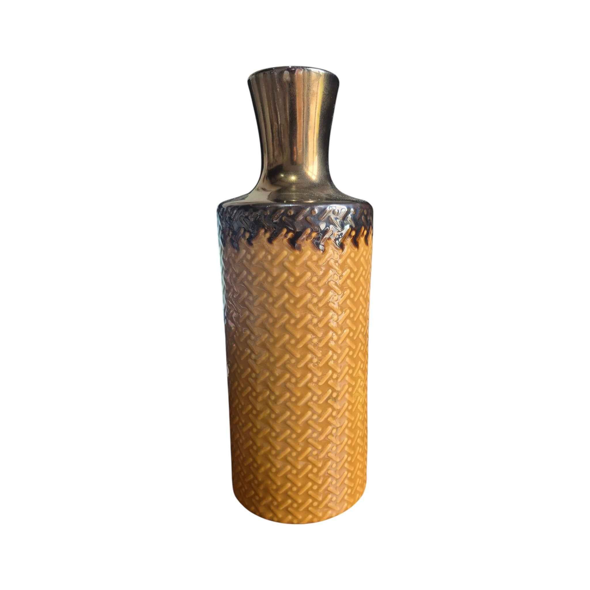 Retro Tan Raku Vase