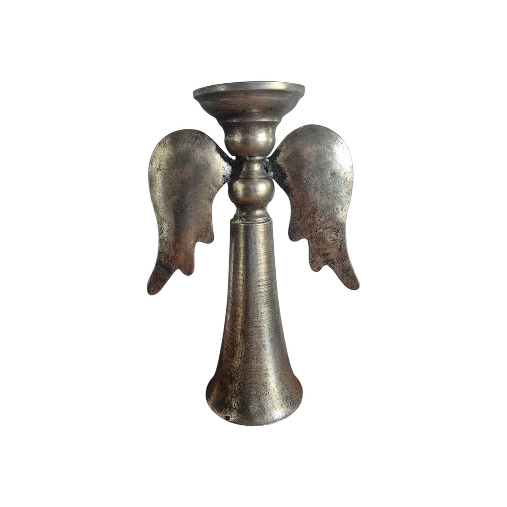 Antique-Styled Metal Angel Wings Candle Stick Holder