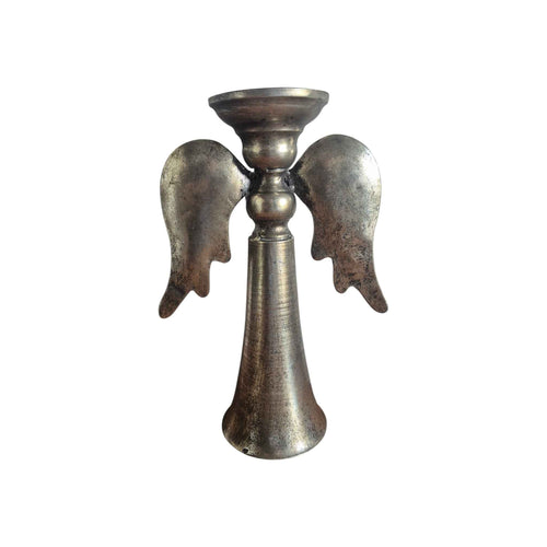 Antique-Styled Metal Angel Wings Candle Stick Holder